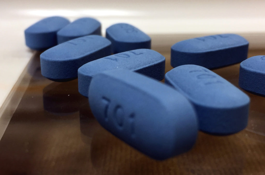 Close up of blue pills.