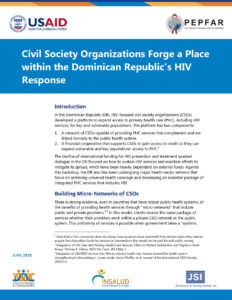 Front cover of the Civil Society Organizations Forge a Place within the Dominican Republic’s HIV Response document.