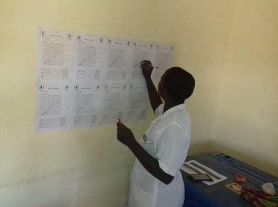 Above: Ms. Kimwaga tracks the vaccination status of children who received the MCV 2 vaccine.